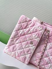 Kitlife Chanel Shopping Bag Printed Denim & Gold-Tone Metal White & Pink AS5429 28.5x37x13cm - 6