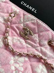 Kitlife Chanel Shopping Bag Printed Denim & Gold-Tone Metal White & Pink AS5429 28.5x37x13cm - 4