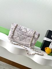 Kitlife Chanel Flap Bag Printed Denim & Gold-Tone Metal White & Grey 15x24x6.5cm - 6