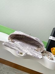 Kitlife Chanel Flap Bag Printed Denim & Gold-Tone Metal White & Grey 15x24x6.5cm - 4