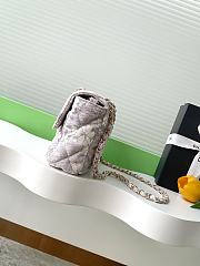 Kitlife Chanel Flap Bag Printed Denim & Gold-Tone Metal White & Grey 15x24x6.5cm - 3
