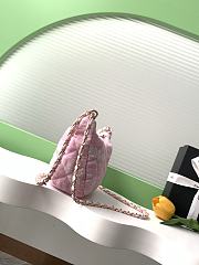 Kitlife Chanel Hobo Bag Printed Denim & Gold Metallic White & Pink AS5431 15.5x29x7.5cm - 3