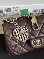 Kitlife Chanel Classic Mini Bag with Hook Lambskin Dark Brown 8x12.5x5cm - 2