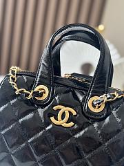 Kitlife Chanel Bowling Bag Black Patent Crumpled Calfskin & Gold-Tone Metal 17x21x13cm - 6