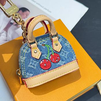 Kitlife Louis Vuitton Micro Alma Vernis Keychain Blue Denim Cherry 