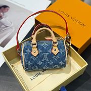 Kitlife Louis Vuitton x TM Micro Speedy Denim Cerise Keychain Blue Denim Cherry - 3