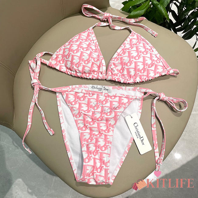 Kitlife Dior Classic Bikini Dark Pink & White - 1