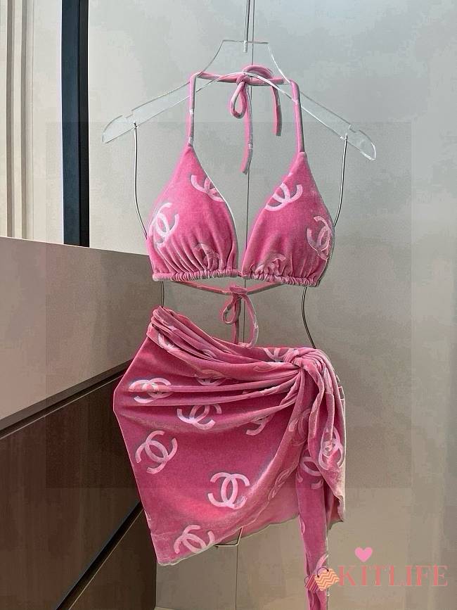 Kitlife Chanel Corduroy Classic Bikini Pink - 1