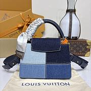 Kitlife Louis Vuitton Capucines Mini Handbag Blue Denim M59268 21x14x8cm - 6