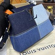 Kitlife Louis Vuitton Capucines Mini Handbag Blue Denim M59268 21x14x8cm - 3