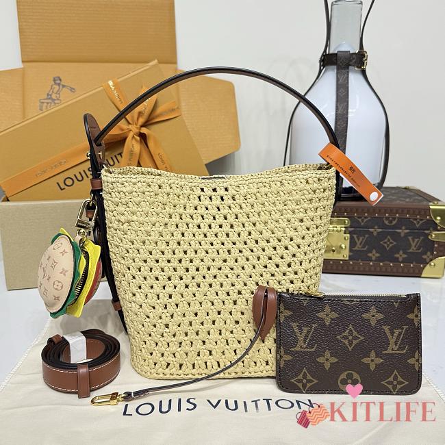 Kitlife Louis Vuitton All In BB Bag Raffia Beige M14217 16x18x12cm - 1