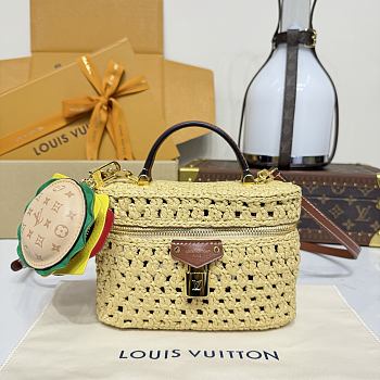 Kitlife Louis Vuitton Vanity Chain Pouch Handbag Raffia Beige M14303 19x11.5x6.5cm