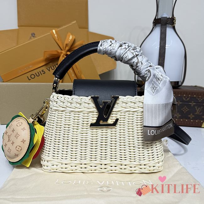 Kitlife Louis Vuitton Capucines Bag Rattan And Black Leather M26003 21x8x14cm - 1