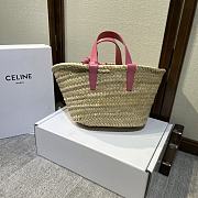 Kitlife Celine Teen Triomphe Classic Panier In Palm Leaves And Calfskin Pink Bag 19x20x10cm - 4