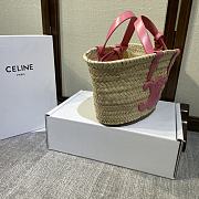 Kitlife Celine Teen Triomphe Classic Panier In Palm Leaves And Calfskin Pink Bag 19x20x10cm - 2