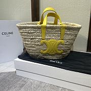 Kitlife Celine Teen Triomphe Classic Panier In Palm Leaves And Calfskin Yellow Bag 19x20x10cm - 1