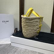 Kitlife Celine Teen Triomphe Classic Panier In Palm Leaves And Calfskin Yellow Bag 19x20x10cm - 6