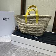 Kitlife Celine Teen Triomphe Classic Panier In Palm Leaves And Calfskin Yellow Bag 19x20x10cm - 4