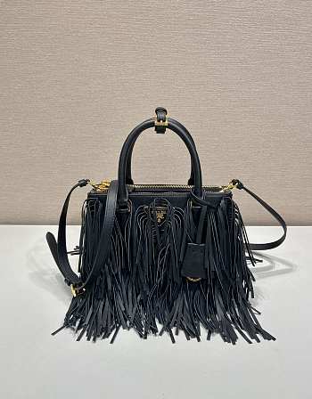 Kitlife Prada Galleria Tassel Bag Black Leather 1BA457 30x14x10.5cm