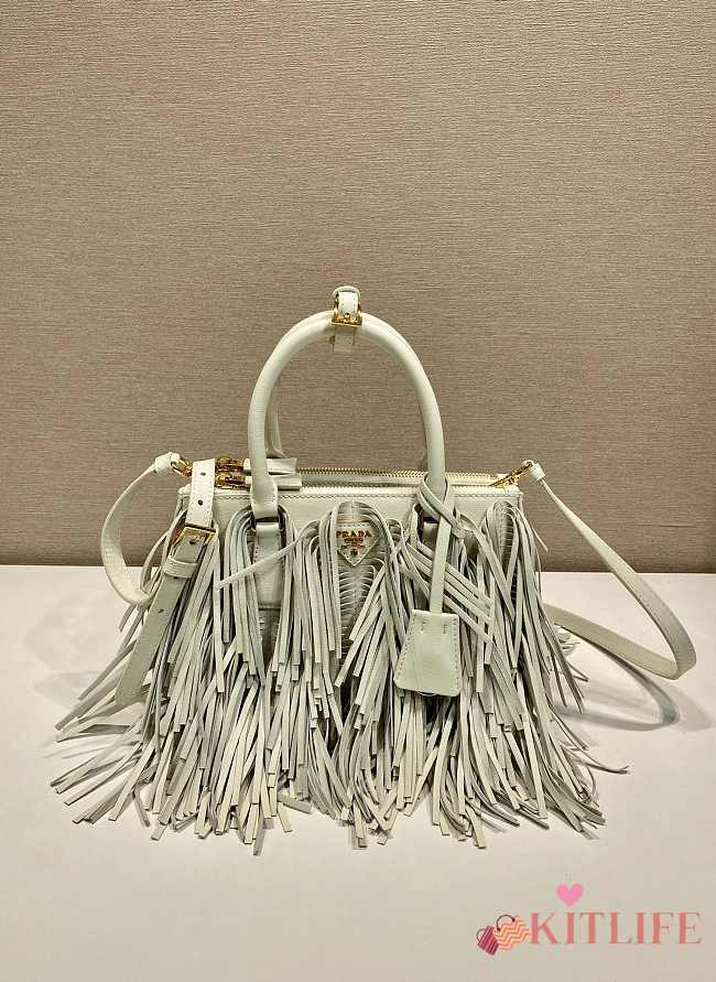 Kitlife Prada Galleria Tassel Bag White Leather 1BA457 30x14x10.5cm - 1