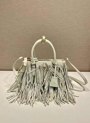 Kitlife Prada Galleria Tassel Bag White Leather 1BA457 30x14x10.5cm