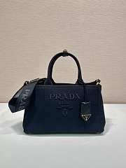 Kitlife Prada Jardinière Medium Cotton Canvas Handbag Black 1BG554 33x20x18cm - 1