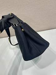 Kitlife Prada Jardinière Medium Cotton Canvas Handbag Black 1BG554 33x20x18cm - 6