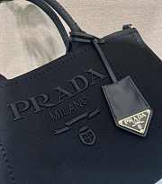 Kitlife Prada Jardinière Medium Cotton Canvas Handbag Black 1BG554 33x20x18cm - 4