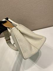 Kitlife Prada Jardinière Medium Cotton Canvas Handbag White 1BG554 33x20x18cm - 6