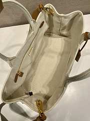 Kitlife Prada Jardinière Medium Cotton Canvas Handbag White 1BG554 33x20x18cm - 3