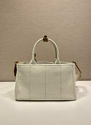 Kitlife Prada Jardinière Medium Cotton Canvas Handbag White 1BG554 33x20x18cm - 2