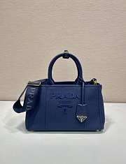 Kitlife Prada Jardinière Medium Cotton Canvas Handbag Dark Blue 1BG554 33x20x18cm - 1