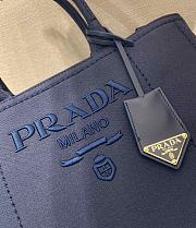 Kitlife Prada Jardinière Medium Cotton Canvas Handbag Dark Blue 1BG554 33x20x18cm - 3