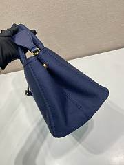 Kitlife Prada Jardinière Medium Cotton Canvas Handbag Dark Blue 1BG554 33x20x18cm - 5