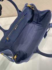 Kitlife Prada Jardinière Medium Cotton Canvas Handbag Dark Blue 1BG554 33x20x18cm - 4