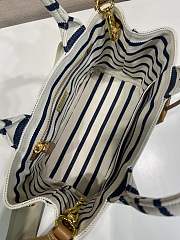 Kitlife Prada Jardinière Striped Cotton Canvas Mini Bag White & Dark Blue 1BA038 22x15x13cm - 6