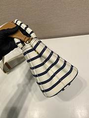 Kitlife Prada Jardinière Striped Cotton Canvas Mini Bag White & Dark Blue 1BA038 22x15x13cm - 4