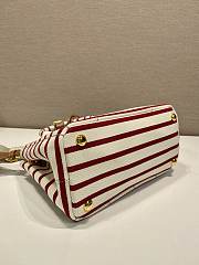 Kitlife Prada Jardinière Striped Cotton Canvas Mini Bag White & Red 1BA038 22x15x13cm - 6
