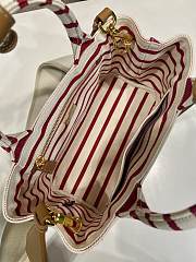 Kitlife Prada Jardinière Striped Cotton Canvas Mini Bag White & Red 1BA038 22x15x13cm - 5
