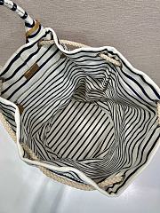 Kitlife Prada Striped Canvas Drawstring Duffel Bag White & Dark Blue 2VY011 34x55x34cm - 6