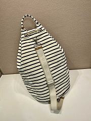 Kitlife Prada Striped Canvas Drawstring Duffel Bag White & Dark Blue 2VY011 34x55x34cm - 5