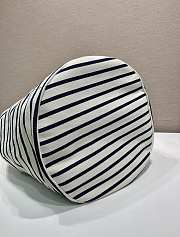 Kitlife Prada Striped Canvas Drawstring Duffel Bag White & Dark Blue 2VY011 34x55x34cm - 4