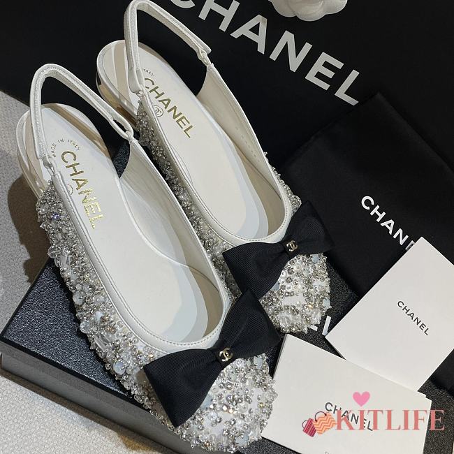 Kitlife Chanel 2025 Diamond White Slingbacks - 1