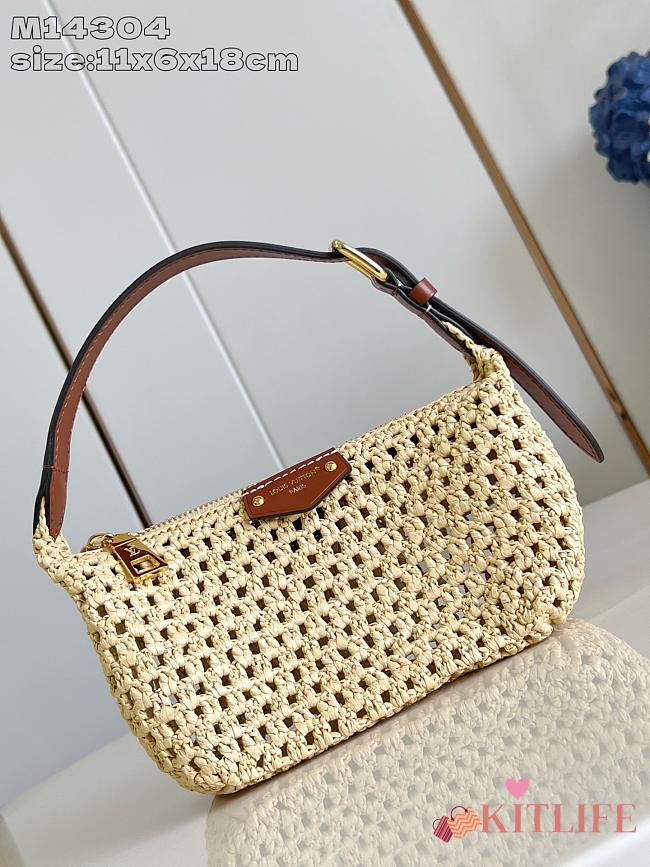 Kitlife Louis Vuitton Hills Pochette Bag Raffia Brown M14304 11x6.5x18.5cm - 1