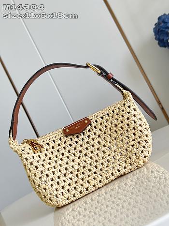 Kitlife Louis Vuitton Hills Pochette Bag Raffia Brown M14304 11x6.5x18.5cm