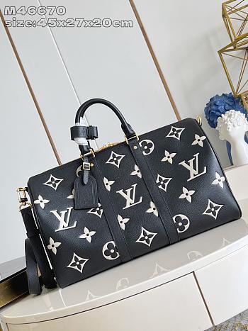 Kitlife Louis Vuitton Keepall Bandoulière 45 Bag Black & Beige M46670 45x27x20cm