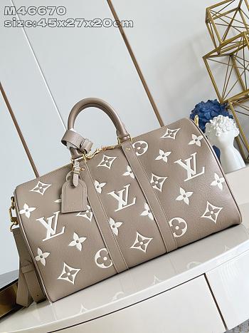 Kitlife Louis Vuitton Keepall Bandoulière 45 Bag Grey & Beige M46670 45x27x20cm