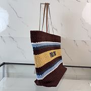 Kitlife Miu Miu Brown Raffia Straw And Cotton Woven Tote Bag 5BG228 40x34x16cm - 2
