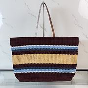 Kitlife Miu Miu Brown Raffia Straw And Cotton Woven Tote Bag 5BG228 40x34x16cm - 3