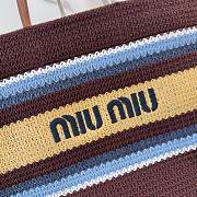 Kitlife Miu Miu Brown Raffia Straw And Cotton Woven Tote Bag 5BG228 40x34x16cm - 4